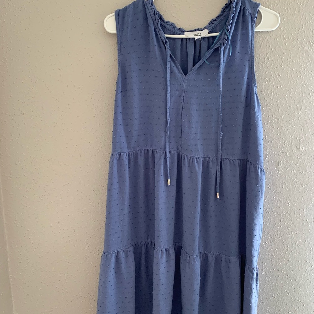 Blue Sleeveless Tiered Dress